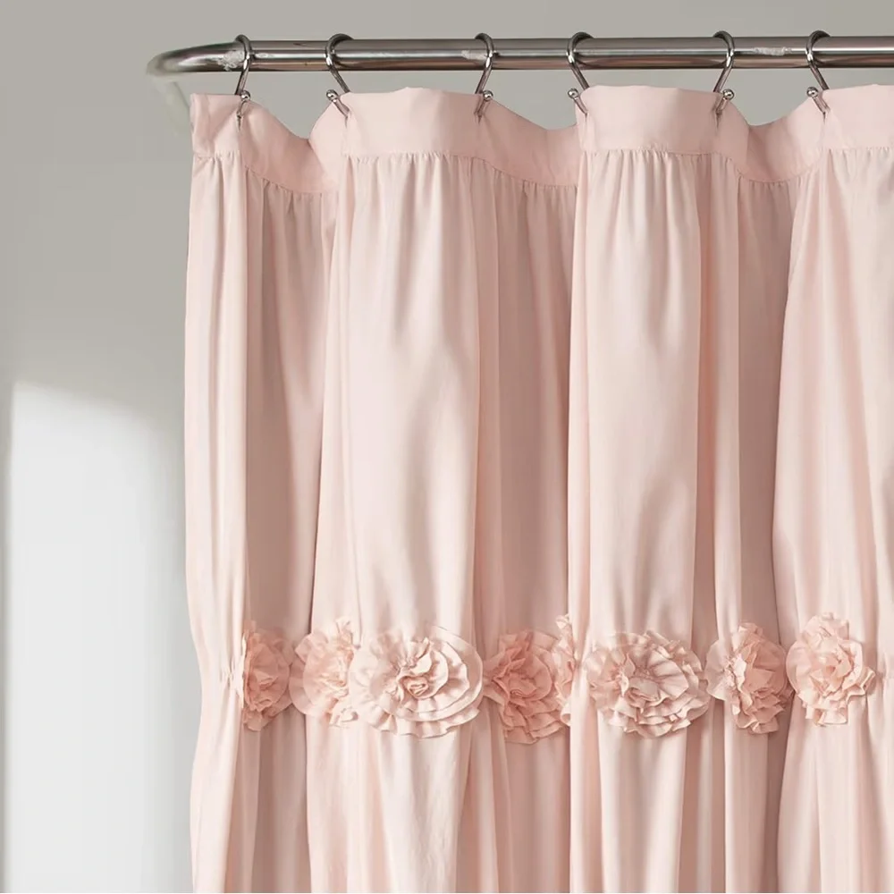 Lush Decor Darla Shower Curtain Single Blush -Flower Fabric Vintage Decor 72x72”
